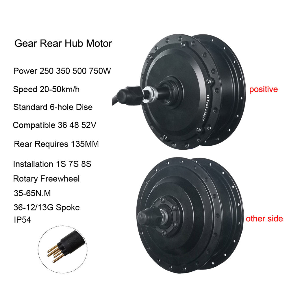 36V 250W 350W 48V 500W 750W High Speed Brushless Electirc Bicycle Gear Hub Motor E-bike Motor Front Rear Wheel Drive PASION