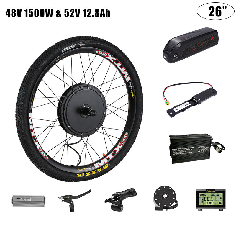 PASION E BIKE Cassette 145mm Conversion Set For Electric Bike Motor Wheel 1500W Electric Bike Wheel Motor Kit or 52V 17ah 20ah 30ah Electric Bike Battery