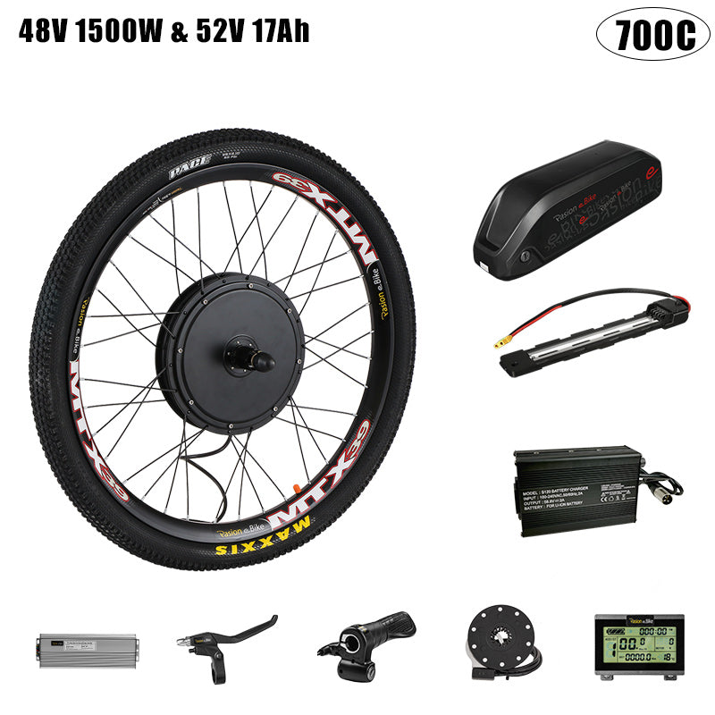 PASION E BIKE Cassette 145mm Conversion Set For Electric Bike Motor Wheel 1500W Electric Bike Wheel Motor Kit or 52V 17ah 20ah 30ah Electric Bike Battery
