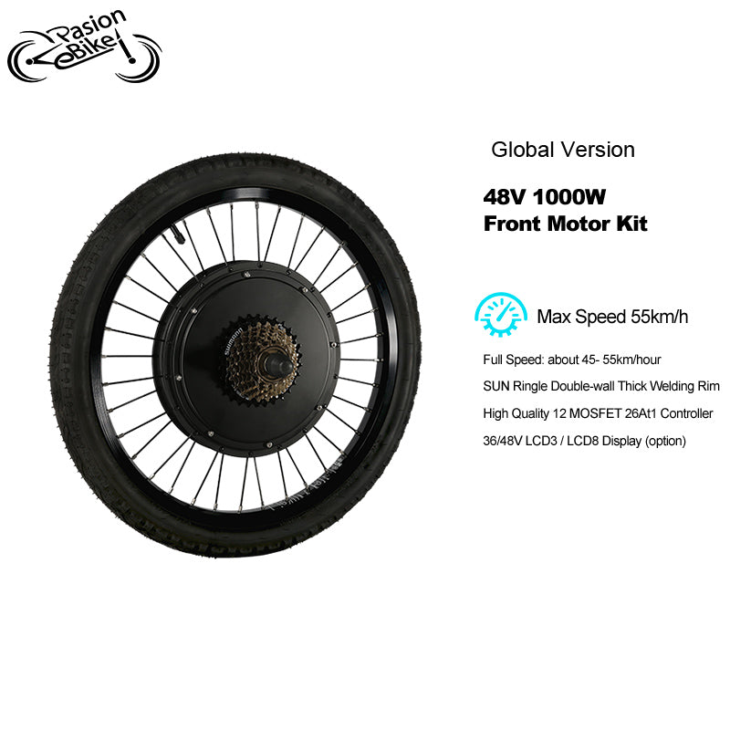 48V 1000w Front Motor Wheel Electric Bike Kit 48V E Bike Set Electric Wheel Motor Electric Bike Conversion Kit Front Hub Motor V brake