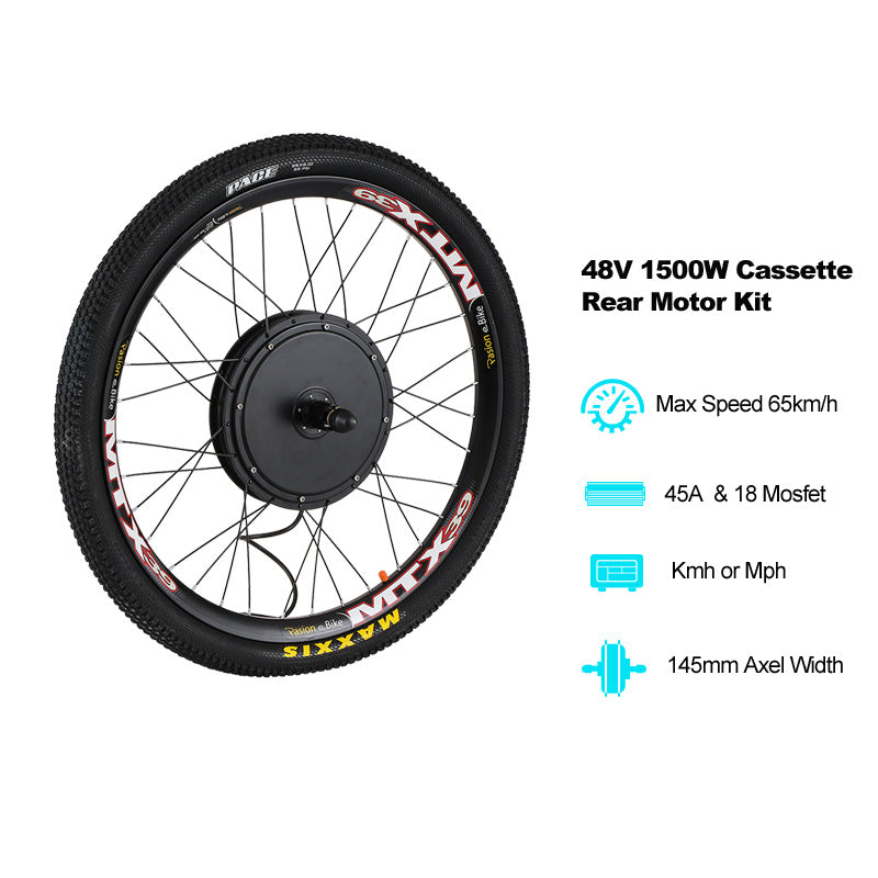 PASION E BIKE Cassette 145mm Conversion Set For Electric Bike Motor Wheel 1500W Electric Bike Wheel Motor Kit or 52V 17ah 20ah 30ah Electric Bike Battery