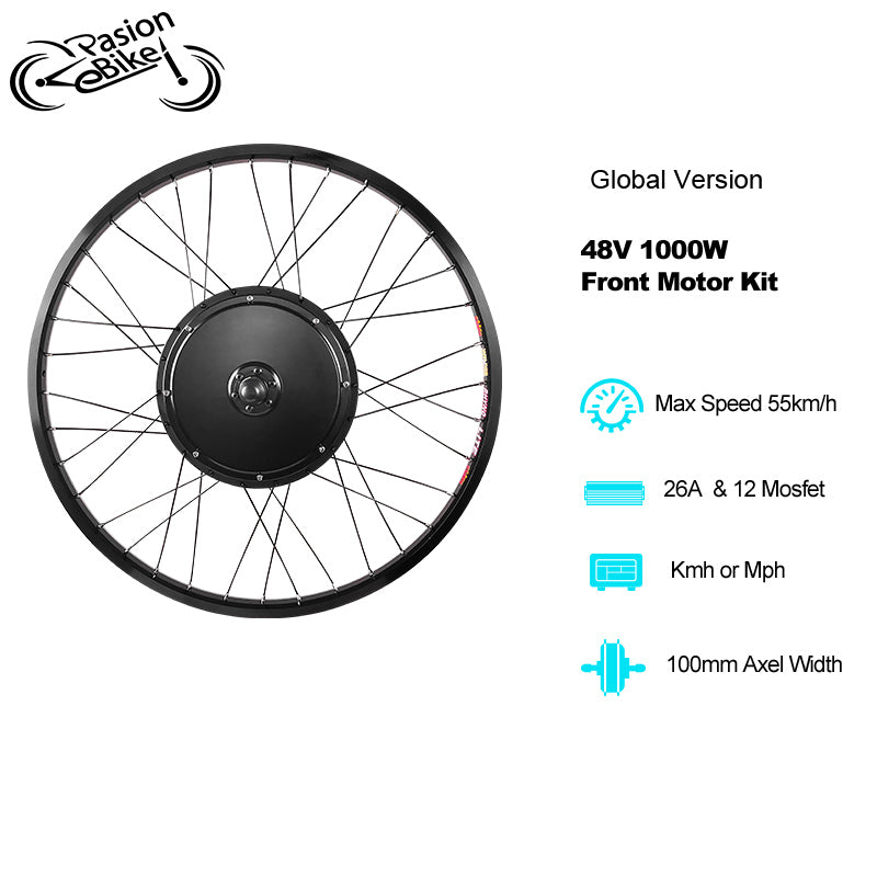 PASION EBIKE Set 48V 1000W Front Motor Wheel Front Electric Wheel Motor Electric Bike Conversion Kit e-Bike Kit V-Brake