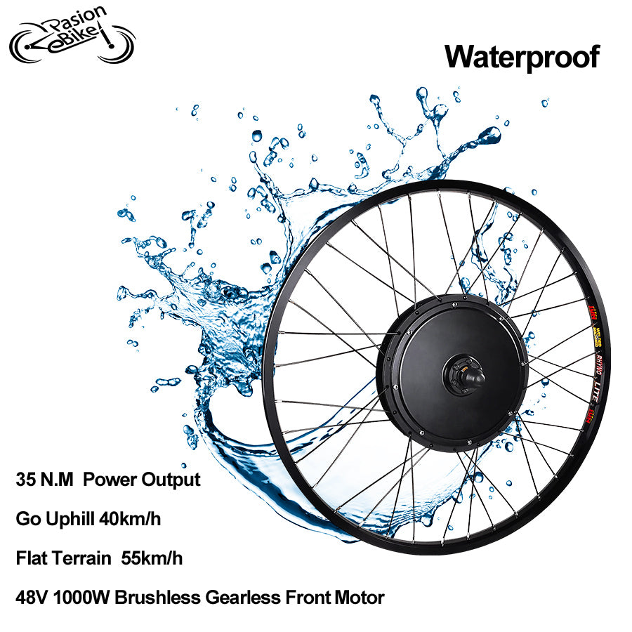 PASION EBIKE Set 48V 1000W Front Motor Wheel Front Electric Wheel Motor Electric Bike Conversion Kit e-Bike Kit V-Brake