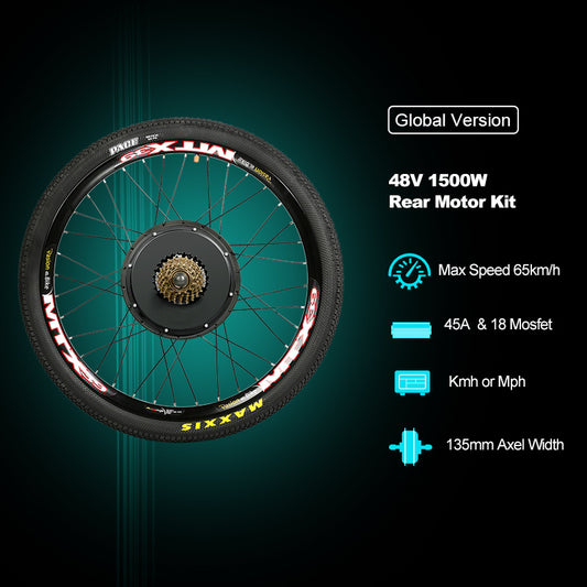 Pasion Ebike Conversion Kit 48V Hub Wheel Motor 1500W Electric Bike Conversion Kit for 20 24 26 27.5 700C 28 29inch bike Rear Wheel & LCD8